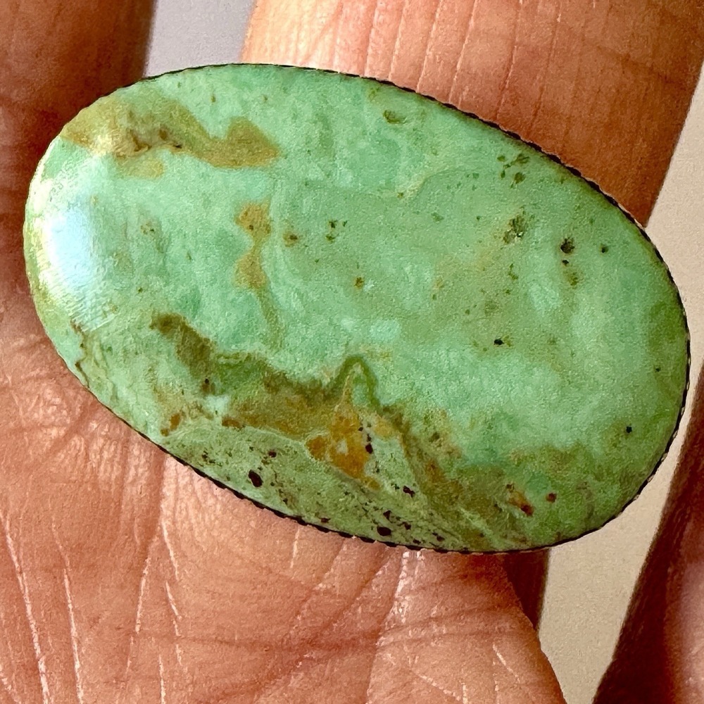 Navajo Horizontal Oval Turquoise Ring Sz 6 Fannie Platero‎ Sterling Native Amer
